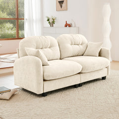 Loveseat Cloud Sectional Couches Chenille Fabric, Tufted Cushion Backrest Design, Ergonomic Design, High-Density Foam Easy Install Elegant Armrests High Quality Wooden Base,Fits Living Rooms,Beige