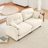 Loveseat Cloud Sectional Couches Chenille Fabric, Tufted Cushion Backrest Design, Ergonomic Design, High-Density Foam Easy Install Elegant Armrests High Quality Wooden Base,Fits Living Rooms,Beige