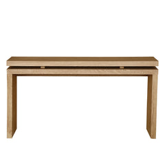 60'' Antique Brown Farmhouse Console Table - Retro Wooden Entryway Table with Double Board Suspension Design, Solid Wood & MDF, Sofa Table for Living Room
