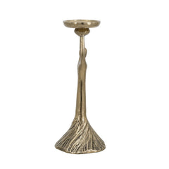 D4.5x11.5" Gold Aluminum Pillar Holder With Abstract Lady Design