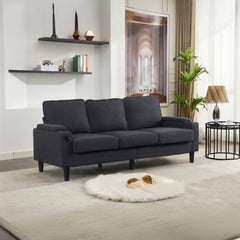 dark grey color knock down 3-seat combo sofa with storage ottoman for living room apartment bedroom and compact room, Upholstered sectional Couch, L Shaped Bench with a footrest, a individual storage