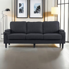 dark grey color knock down 3-seat combo sofa with storage ottoman for living room apartment bedroom and compact room, Upholstered sectional Couch, L Shaped Bench with a footrest, a individual storage