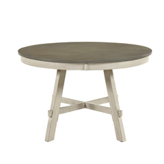 Rustic Antique White and Gray Finish 1pc Round Dining Table Farmhouse Contemporary Wooden Furniture