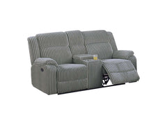 Smoke Color Fur Like Corduroy 1pc Motion Loveseat Living Room Reclining Couch Plush Textured Seat