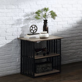 Rustic Industrial Black and Antique Oak Finish Open Shelves Nightstand 1pc Metal Frame Durable Bedroom Furniture