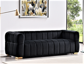 Velvet Sofa with Tufted Low Back Design, Sophisticated 3 Seater Couch for Living Rooms, 89 Inch Wide, Easy Assembly