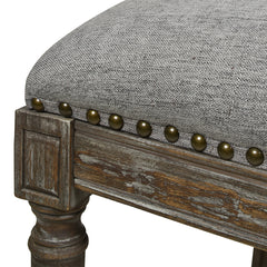 Triomphe Rattan Wicker High Back Armless Counter Bar Stool, Heathered Grey Linen