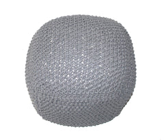 SEMI-Rounded Pouf - Cable Knitted - Handmade - Perfect Seating for Children and Adults - Footrest for Living Room or Bedroom - 100% Cotton Pouf (21" X 21" X 18")