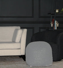 SEMI-Rounded Pouf - Cable Knitted - Handmade - Perfect Seating for Children and Adults - Footrest for Living Room or Bedroom - 100% Cotton Pouf (21" X 21" X 18")