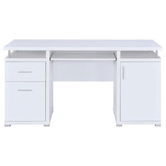 Rochelle White Computer Desk with 2 Drawers and Cabinet