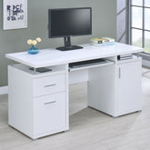 Rochelle White Computer Desk with 2 Drawers and Cabinet