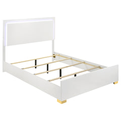 Jeremiah White Wood Queen LED Panel Bed