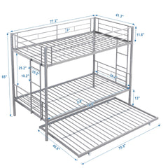 METAL BUNK BED WITH TRUNDLE SILVER