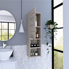 Medicine Single Door Cabinet 32" H, Two Interior Shelves, Two External Shelves, Light Gray