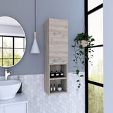 Medicine Single Door Cabinet 32" H, Two Interior Shelves, Two External Shelves, Light Gray