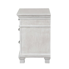 Transitional Style 1pc Nightstand Metal Handles Dental Molding Weathered Gray Finish Bedroom Furniture