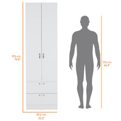 Tall Mayer Wardrobe in Melamine with Two Doors and Two Drawers