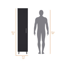 Lawen Tall Storage Cabinet, Single Door, 3 Broom Hangers