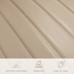 Khaki PU Leather Dining Chair with Metal Legs, Wave Pattern Upholstered Armless Chair Set of 4 for Kitchen, Restaurant, Living, Meeting Room