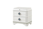 Laguna Modern Style 2-Drawer Night stand Made with Wood, Hidden Jewelry Drawer and Crystal Accents in White same as G150108982 (NJ inventory)
