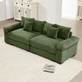 92" Oversized Cloud Modular Sectional Couch,Corduroy Fabric Extra-Wide Armrests Throw Pillows Ergonomic Design High Resilience Cushion Easy Assembly,For Living Rooms Bedrooms,Green