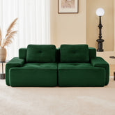 82" Modern L-Shaped Modular Sectional Sofa for Living Room, Corduroy Fabric, 2-Seater Couch with Deep Seat , Pearl-like piping, Tufted Design, No Assembly, Anti-slip Design,Green