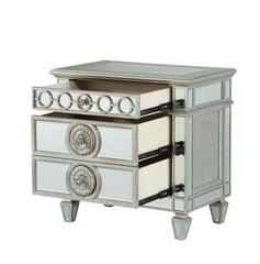 Glam Luxury Bedroom Mirrored Finish Nightstand with 2 Drawers Wooden Furniture 1pc