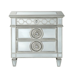Glam Luxury Bedroom Mirrored Finish Nightstand with 2 Drawers Wooden Furniture 1pc