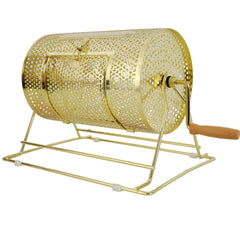Raffle Ticket Spinner - 12 x 8 Raffle Drum Lottery Spinning Drawing, Brass Plated Raffle Tickets Roll Box with Wooden Turning Handle Holds 2500 Tickets or 100 Ping Pong Balls for Events