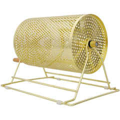 Raffle Ticket Spinner - 12 x 8 Raffle Drum Lottery Spinning Drawing, Brass Plated Raffle Tickets Roll Box with Wooden Turning Handle Holds 2500 Tickets or 100 Ping Pong Balls for Events