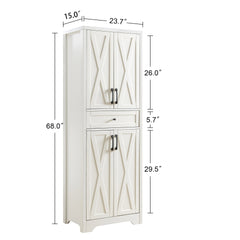 68"high living room sideboard, multi-functional combination TV cabinet sideboard, large capacity storage cabinet, can be used in living room, bedroom,office area, white, 23.7''L x 15.0''W x 68''H.