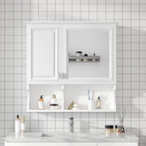 30 Inch Mirror Medicine Cabinet with Open Shelves, Wall Mounted Home Storage with Doors & Mirror, Adjustable Shelf, Bathroom Storage Cabinet over Toilet