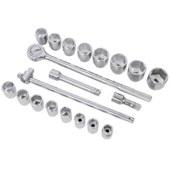 21PCS 3/4" DRIVE SOCKET SET 6 POINTS,SAE Size,Red Blow Case