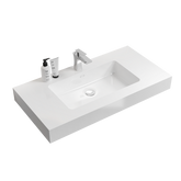 BB02-36-101, Integrated solid surface basin WITHOUT drain and faucet, glossy white color