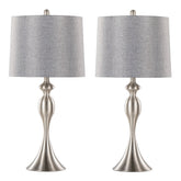Ashland 27" Contemporary Metal Table Lamp in Brushed Nickel with Grey Textured Linen Shade from Grandview Gallery by LumiSource - Set of 2