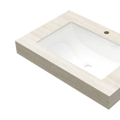 30" Roma Travertine-Pattern Sintered Stone Countertop and Undermount Ceramic Basin, NO Cabinet, NO Faucet and Drain, Suitable for Vanity TILLEY, YOLAN, FRIGGA, etc.
