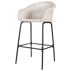 Ladd Outdoor Metal Wicker Barstool, Light Gray Faux Wicker, Set of 2