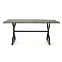 Rolando Outdoor Aluminum Dining Table with Steel Frame, Grey / Black