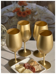 Metallic Gold Color Plastic Wine Glasses Set of 4 (20oz), BPA Free Acrylic Wine Glass Set, Unbreakable Red Wine Glasses, White Wine Glasses