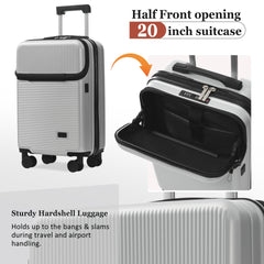 Luggage Sets 5 Piece with Half-opening, Hardside Carry On Suitcase Set with Double Spinner Wheel, Lightweight Travel Luggage with USB Port,TSA Locks