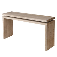 60'' Antique Natural Farmhouse Console Table - Retro Wooden Entryway Table with Double Board Suspension Design, Solid Wood & MDF, Sofa Table for Living Room