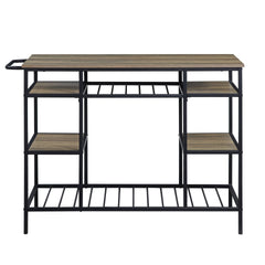 Lona Rustic Oak & Black Finish Kitchen Island