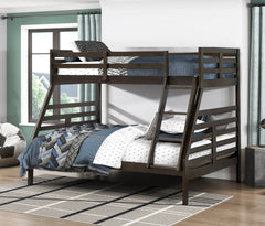 Twin over Full Bunk Bed 1pc Classic Dark Brown Finish Youth Bedroom Furniture Durable Wood