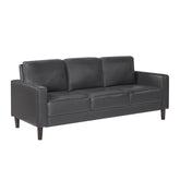 Modern Style Dark Gray Faux Leather Upholstered 3-Seater Sofa Couch Comfortable Cushion Back Seat Solid Wood Living Room Furniture 1pc