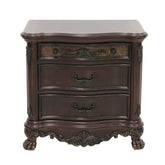 Elegant Style 1pc Nightstand of 3x Drawers Cherry Finish with Gold Tipping Traditional Formal Bedroom Furniture