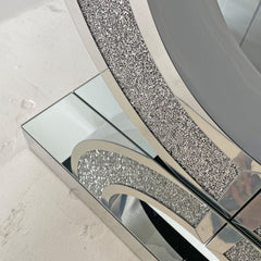 O Shaped Mirror Console Table with Crystal Hallway Entry Home Décor, Handicrafts Mirror Table for Living Room,Mirror Glass Table for Room