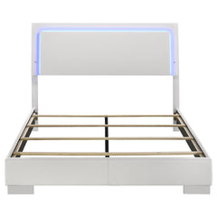 Strick & Bolton White High Gloss Wood Queen LED Panel Bed