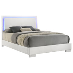 Strick & Bolton White High Gloss Wood Queen LED Panel Bed