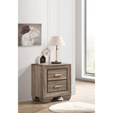 Tomasina Washed Taupe 2-Drawer Rectangular Nightstand
