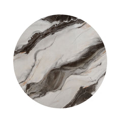 Contemporary Style Round Cocktail Table Marble Top Gold Rings Wooden Legs Gold White And Black Finish
